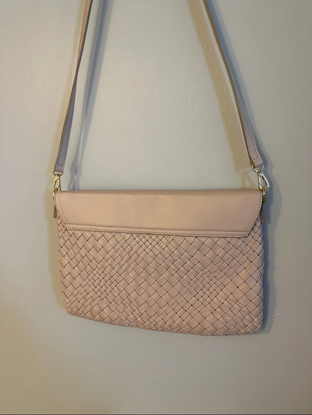 & Other Stories Cream Woven Leather Clutch